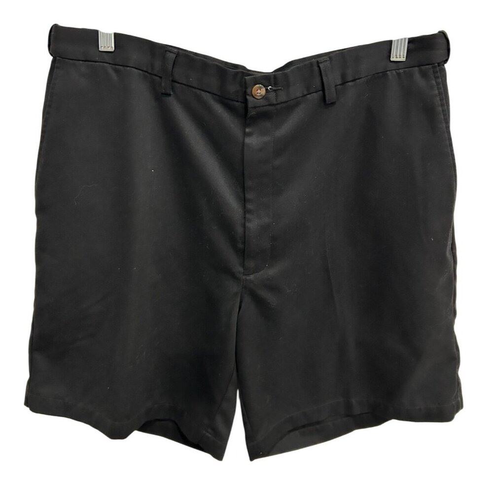 Haggar Black Classic Fit Flat Front Shorts Size 38